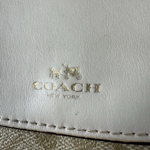 Coach Small Trifold Wallet In Blocked Signature Canvas - Picture 2 of 13